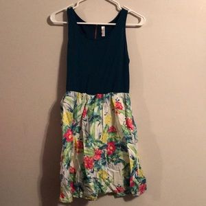 Blue & tropical print dress